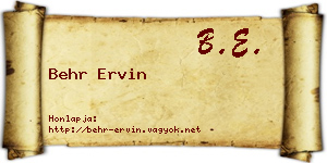 Behr Ervin névjegykártya